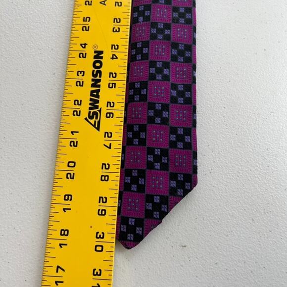 Robert Talbott Mens Tie Purple Square Geometric Silk HandSewn Embroidered - Picture 7 of 8